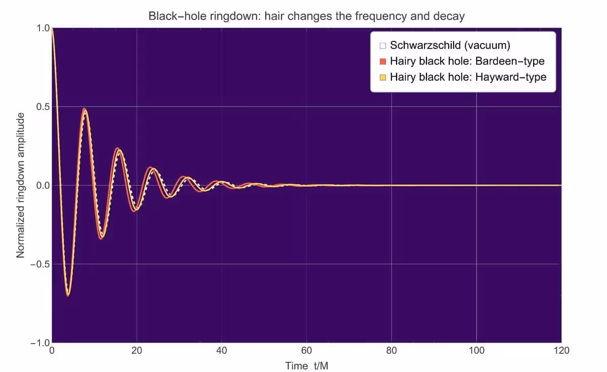 Simulation Showing How Black Hole “hair” Changes Gravitational Wave Signals.