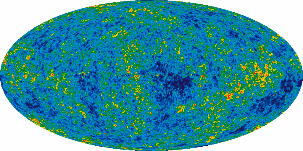 Scientists used nine years of data from NASA’s Wilkinson Microwave Anisotropy Probe to create this detailed, all-sky image of the cosmic microwave background. The image reveals 13.8-billion-year-old temperature fluctuations (shown as different colors) – seeds that grew into the galaxies we see today.