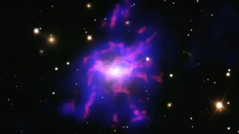 The Perseus Cluster And Its Central Black Hole (white), As Seen By Chandra And The Vlt.