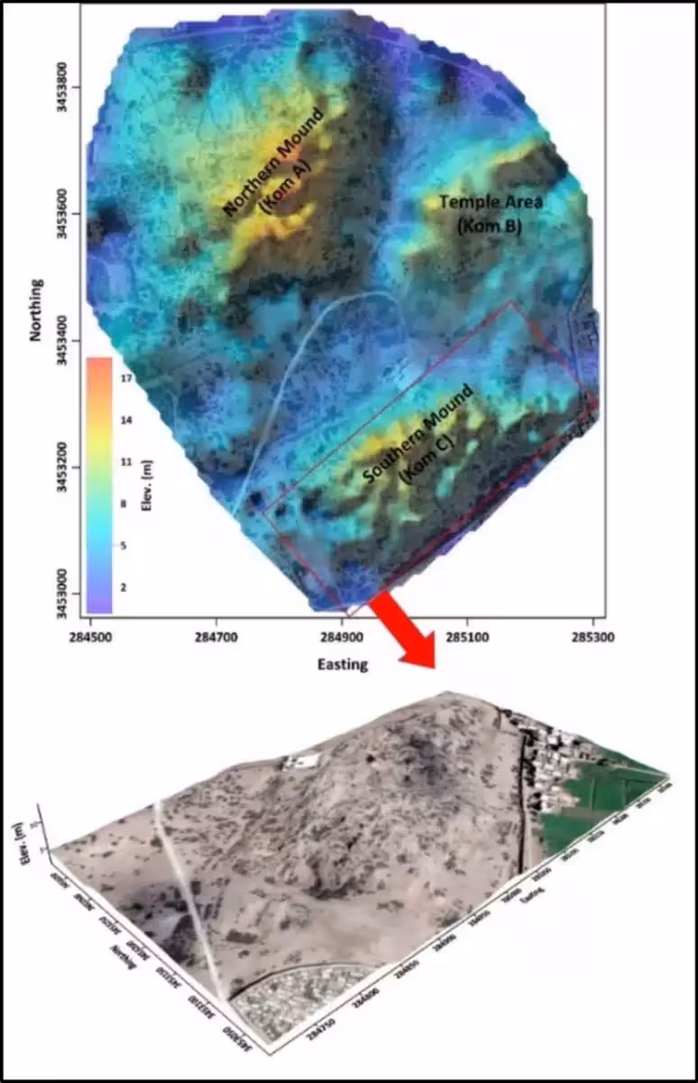Elevation View Of Buto’s Archaeological Landscape.