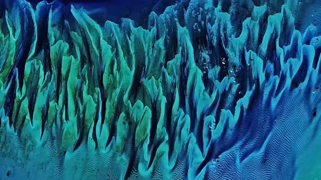 The Iconic 2001 Landsat 7 Image Reveals The Swirling Sand And Seagrass Patterns Of The Great Bahama Bank