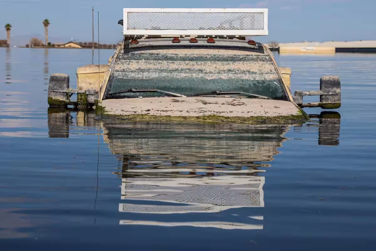 A Vehicle Located On The Racine St Foster Farms Chicken Facility Remains Underwater Months After The Resurgence Of Tulare Lake