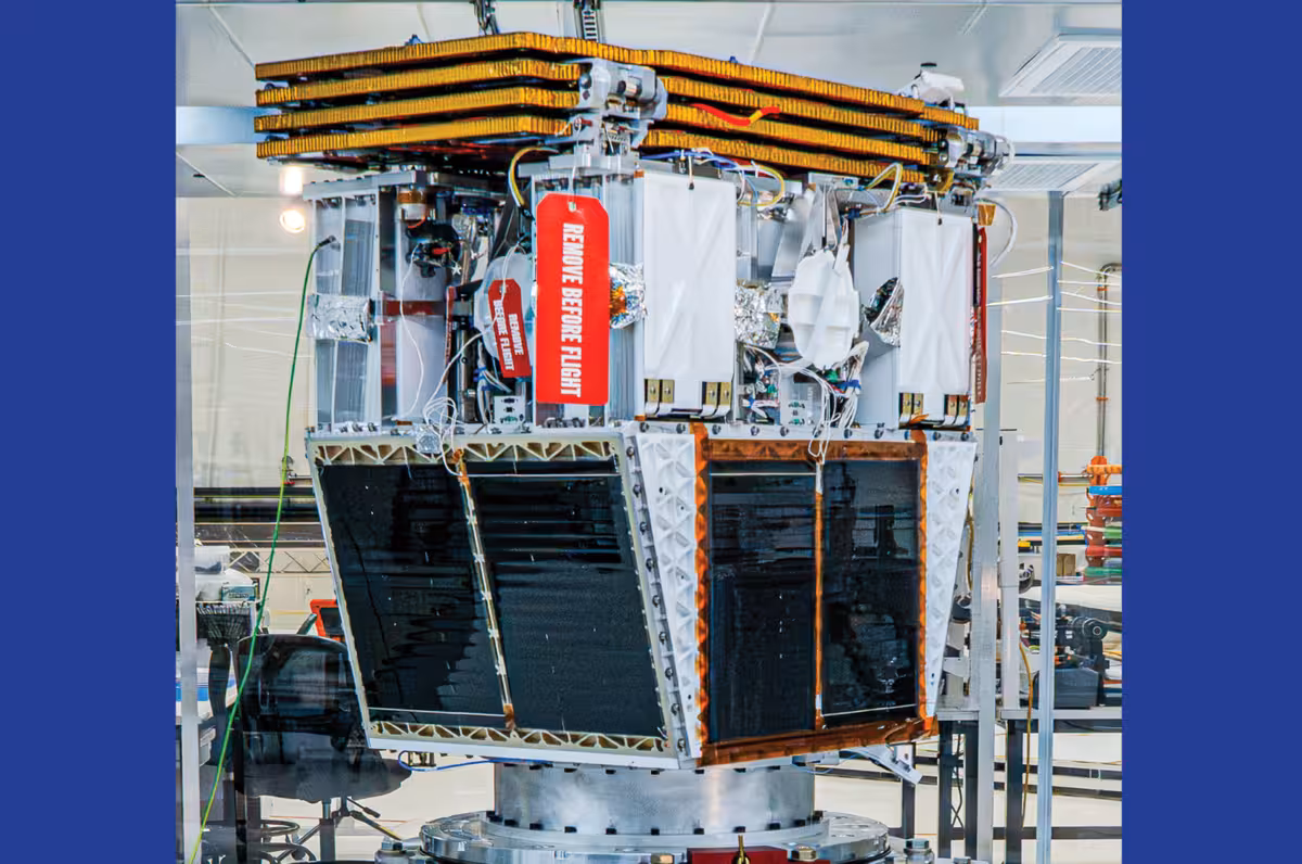 A Reflect Orbital Satellite Seen Without The Reflector Panels Unfurled