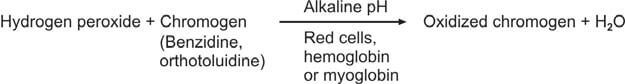 Principle of chemical test for red cells