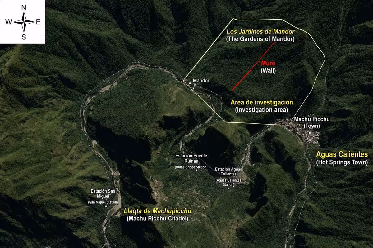 Aerial view of the investigation area near Machu Picchu.