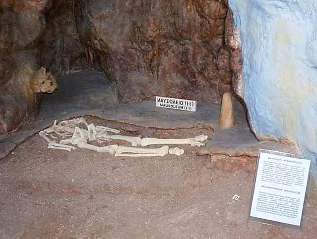View Of The Petralona Cave Interior Showing The Location Of The Ancient Remains And Archaeological Deposits.