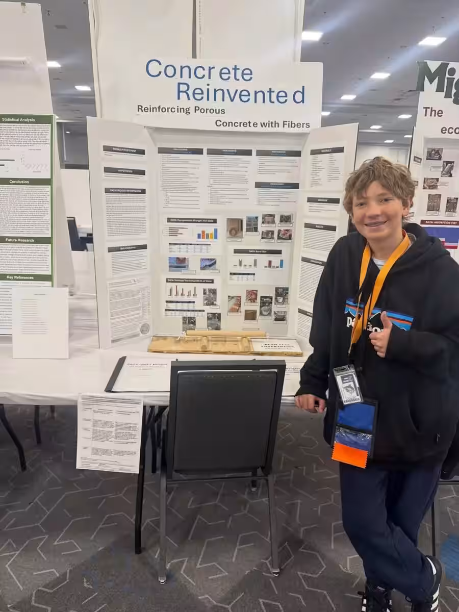 Young Inventor Luca Durham Presents His Award Winning Concrete Project Focused On Improving Drainage And Limiting Urban Flooding.