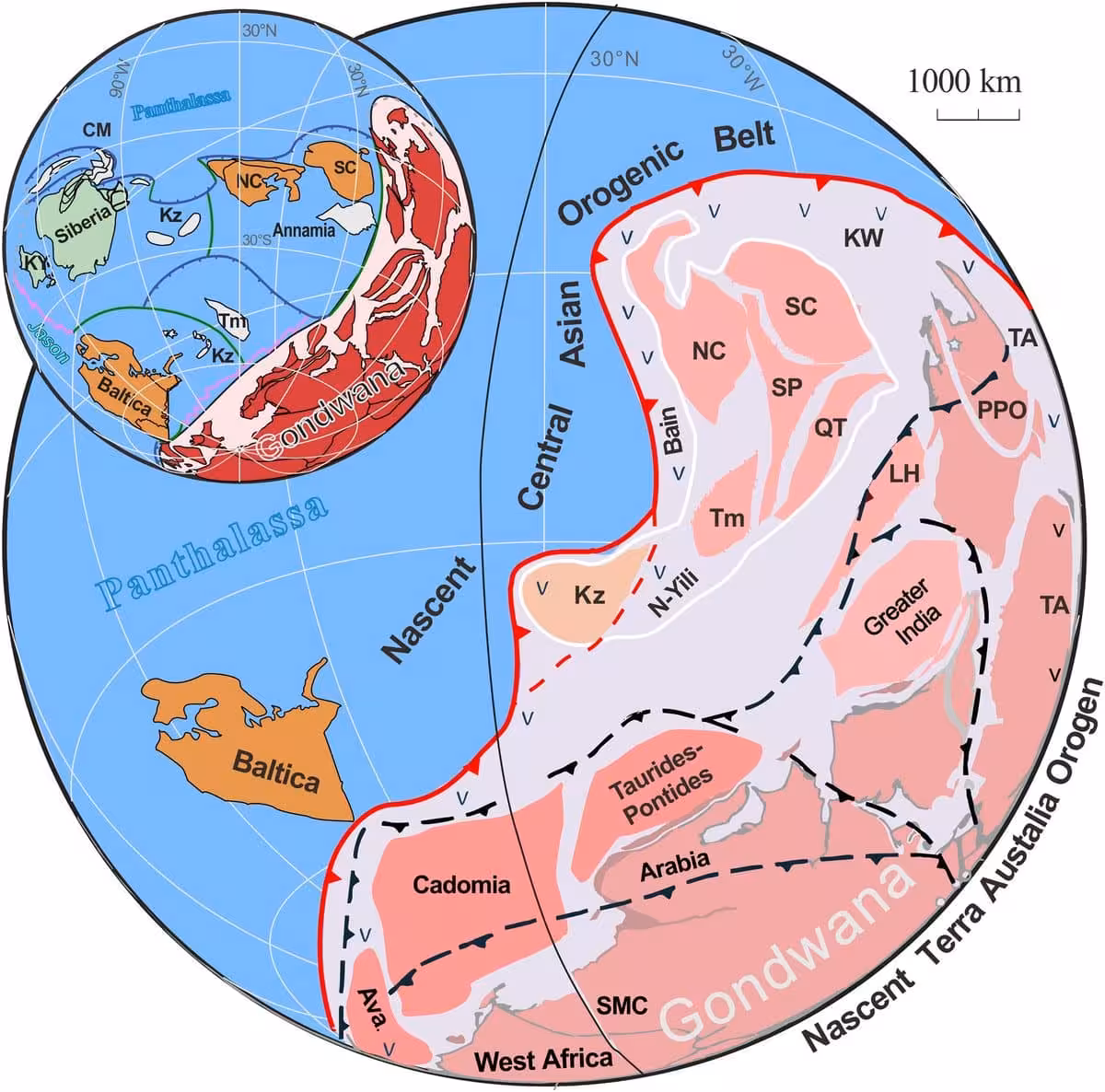 Paleogeographic Reconstruction Showing Gondwana’s Position And Ancient Continental Fragments.