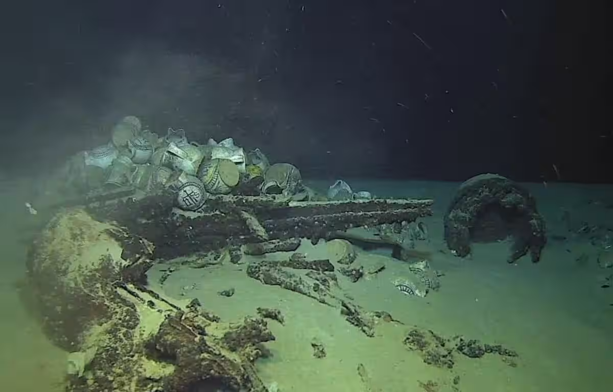 Glazed Jugs Litter The Seafloor Where An Italian Merchant Ship Sank Off The French Coast