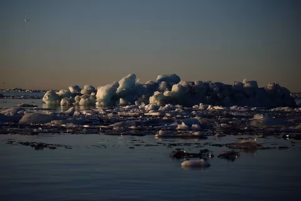 An Ice Block Floats In The Sea Waters Near Nuuk, Greenland