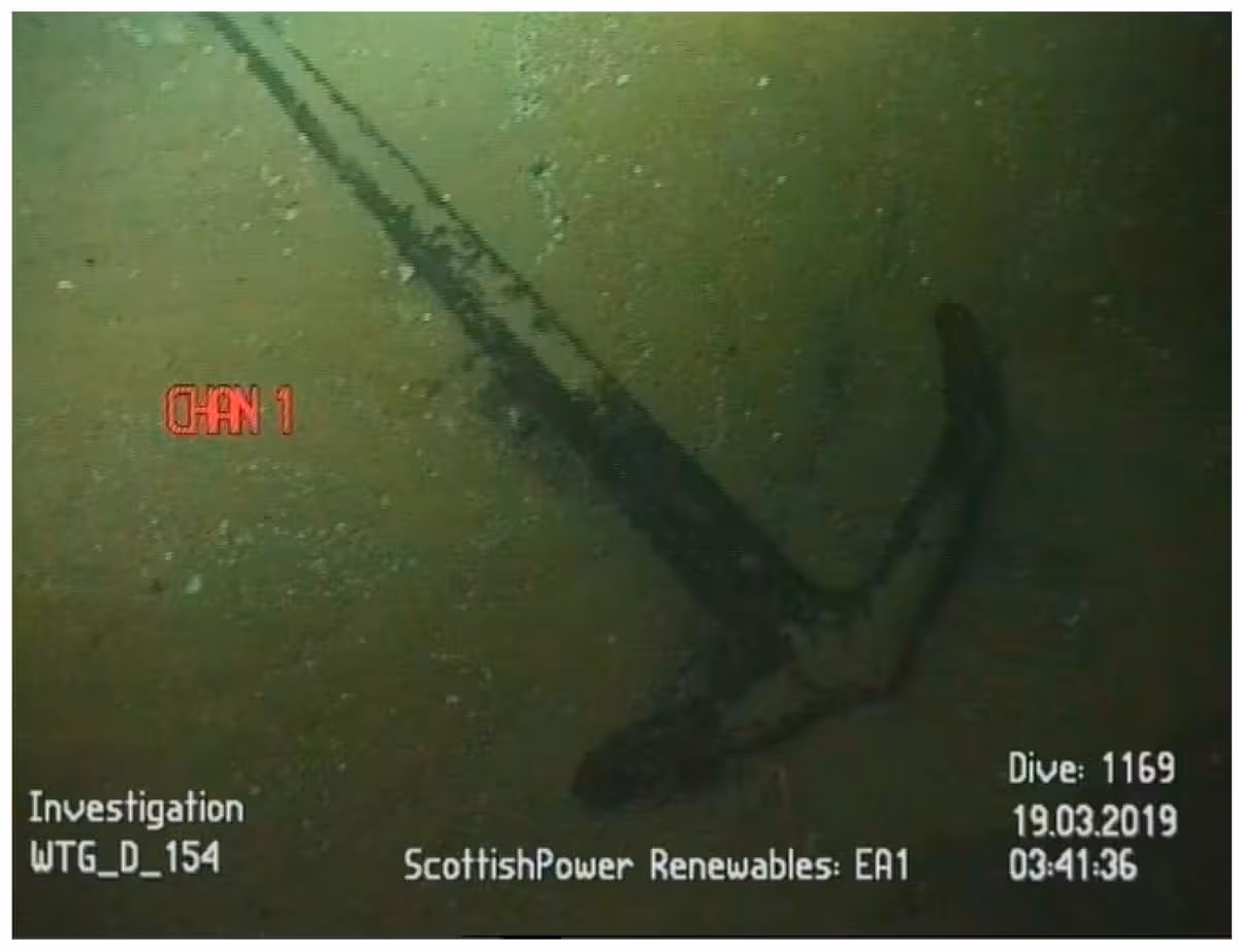 Sonar Image Showing The Roman Anchor Discovered On The Seabed During The East Anglia One Offshore Wind Farm Survey In The North Sea.