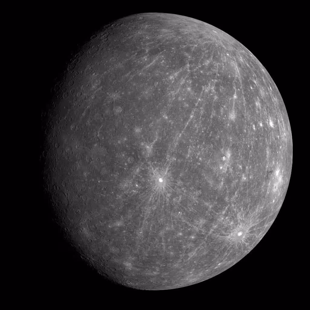 Mercury as seen by NASA’s MESSENGER spacecraft in 2008.