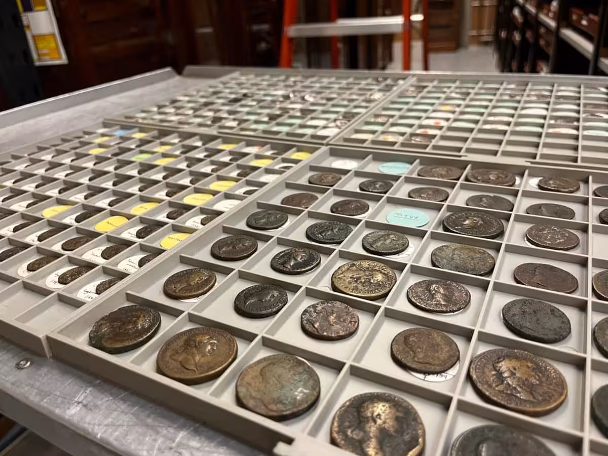 Ancient Coins Preserved In The Leeds Museums And Galleries Collection, Showcasing Centuries Of History.