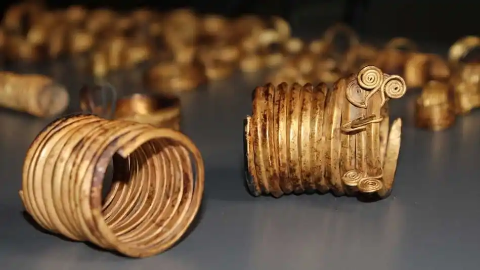 Gold Spiral Rings From The Gessel Gold Hoard On Display In Germany.