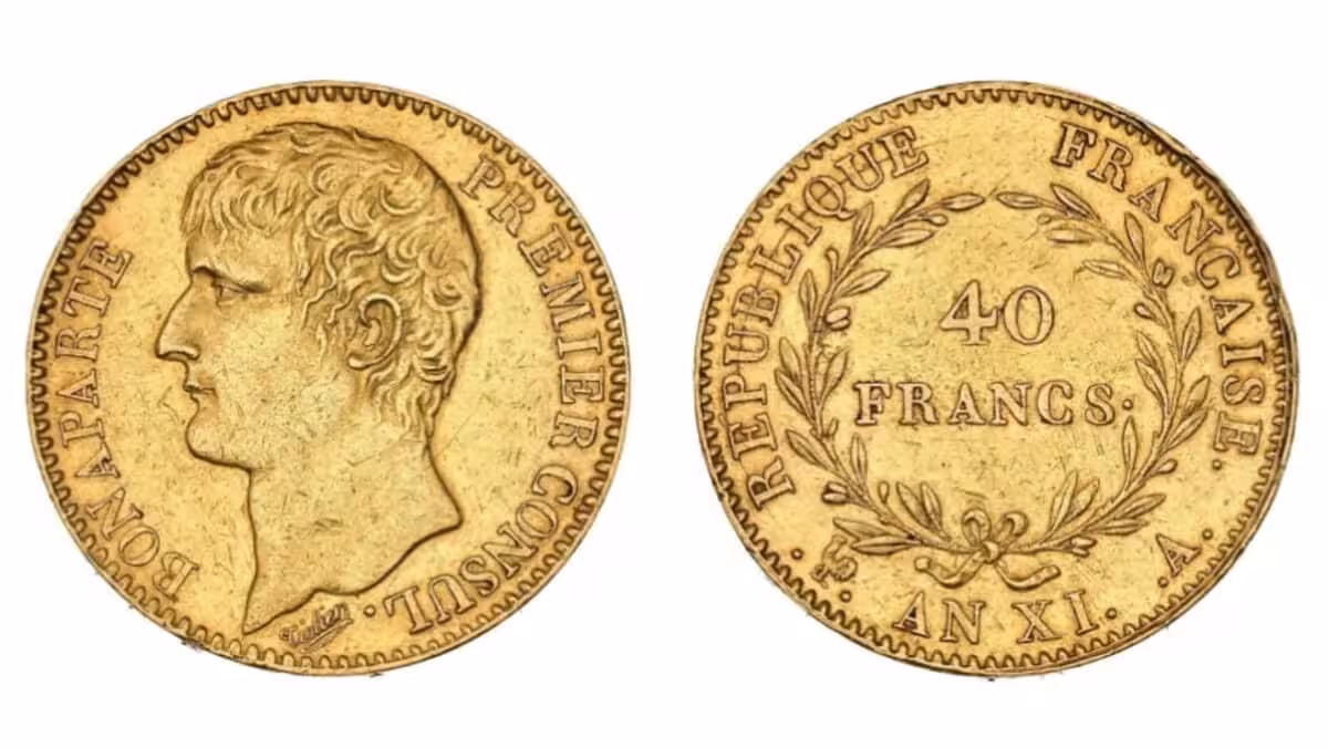 French Gold Coin, 40 Francs, Napoleon Bonaparte (year Xi).