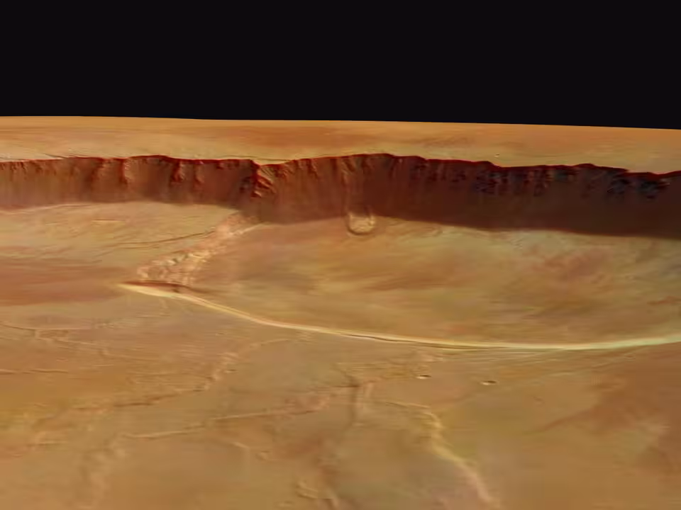 Detail of the southern part of the caldera in perspective - Mars Express