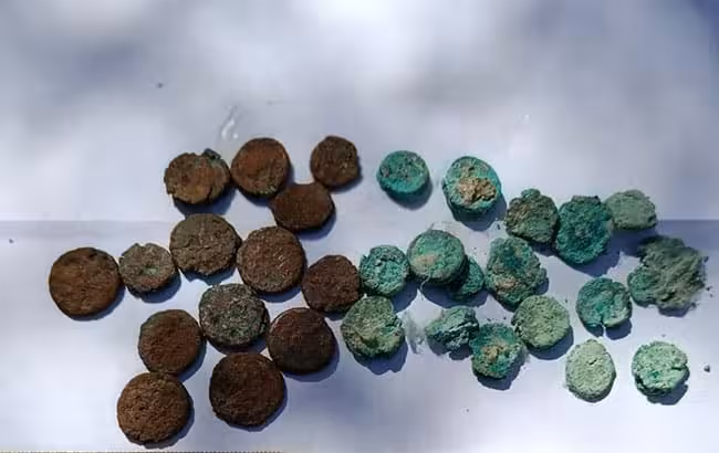 A Large Number Of Well Preserved Bronze Coins Bearing Portraits Of Byzantine Emperors