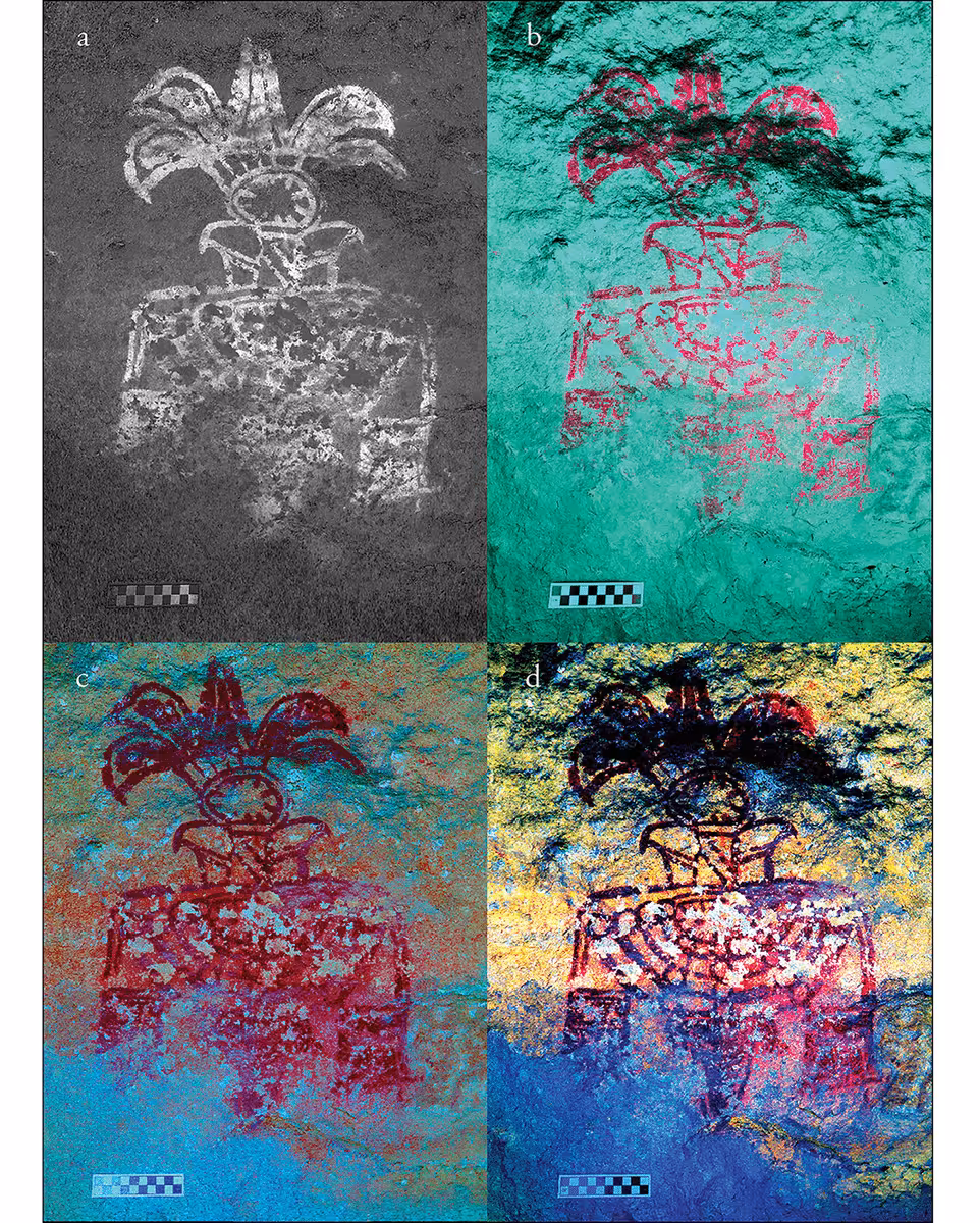 The Ancient Glyphs From Cave 19 Are Shown Before And After Digital Enhancement