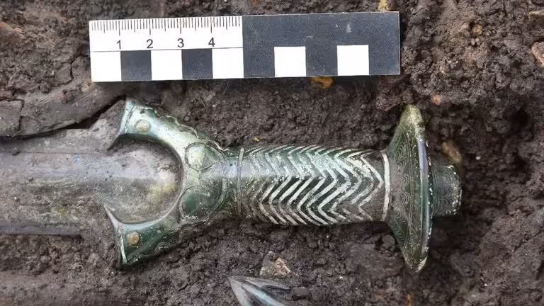 The Ornate Hilt Of The 3,000 Year Old Bronze Sword Discovered In A Bavarian Grave