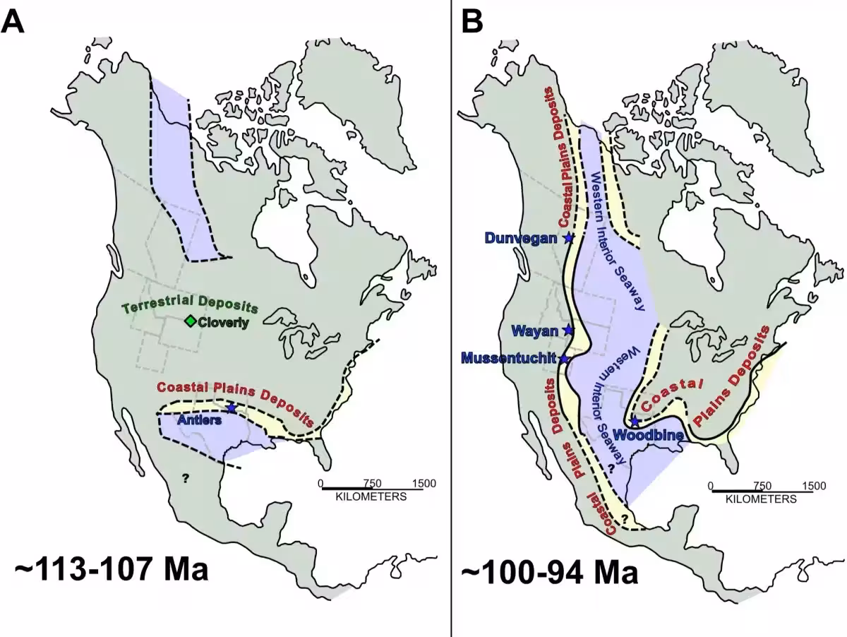 Caption Maps Showing The Changing Geography Of North America During The Cretaceous