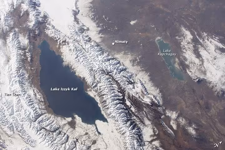 Satellite View Of Lake Issyk Kul