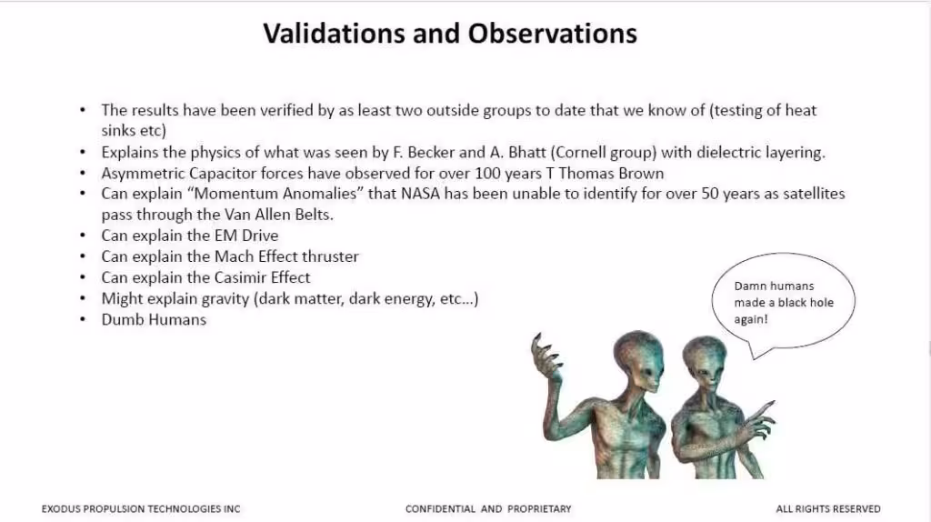 A Slide From Dr. Buhler’s Apec Presentation Highlights Some Of The Other Propelantless Propulsion Concepts And Scientific Mysteries