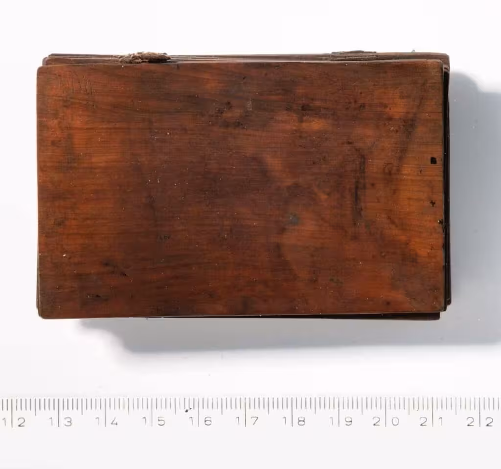 The Medieval Wax Tablet Book’s Wooden Exterior, Shown Without Its Original Leather Cover.