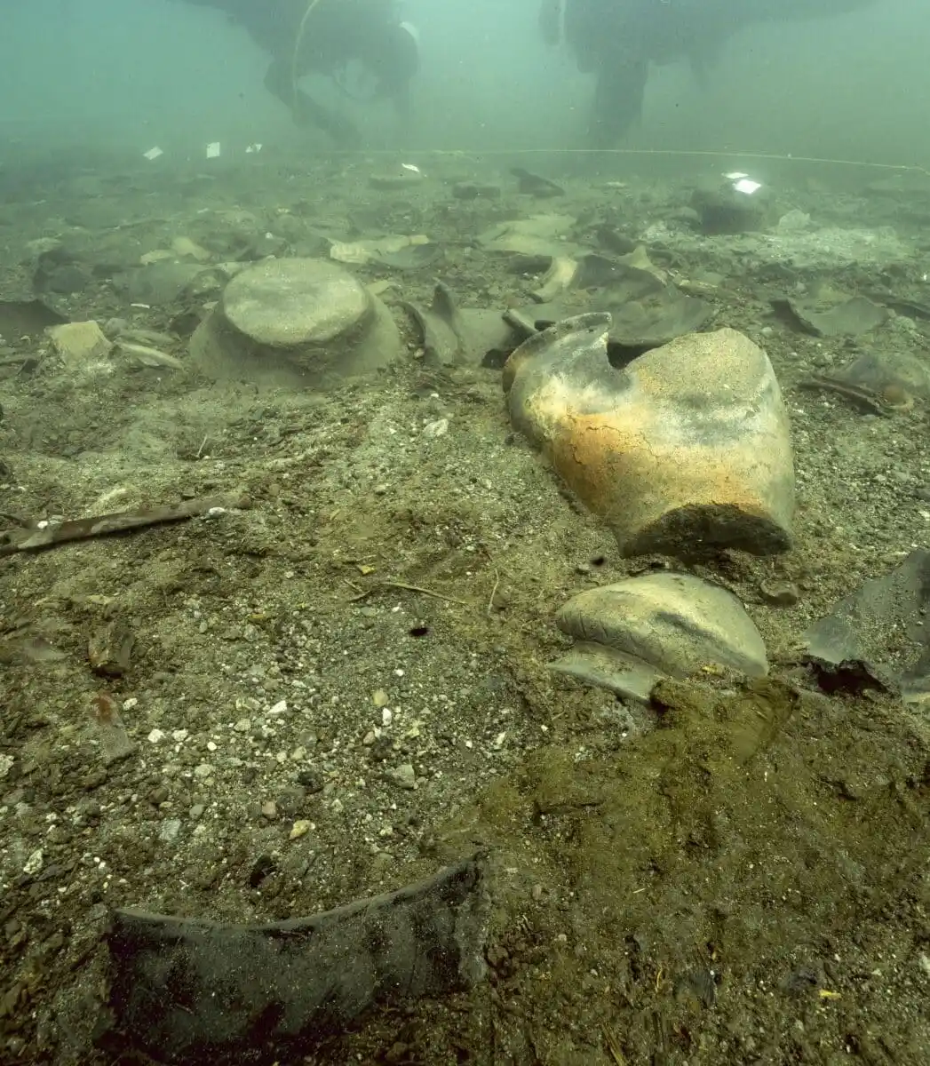 Pottery Fragments And Large Ceramic Vessels Still Rest On The Lakebed
