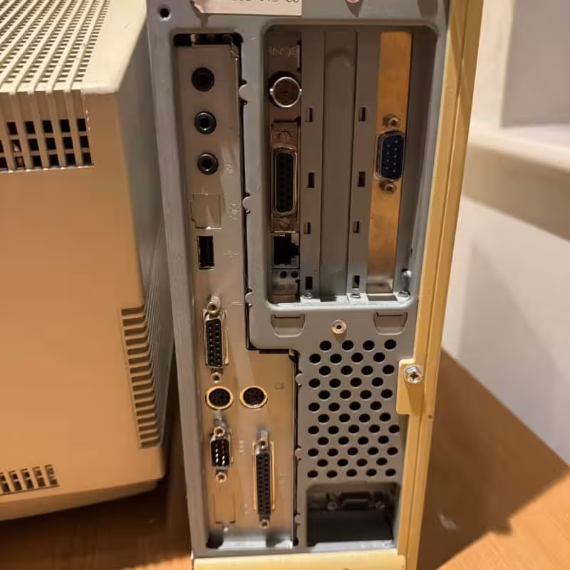 The Back Panel Showing Ps2 Ports, Serial Ports, And Crucially An Ethernet Port That Would Prove Essential