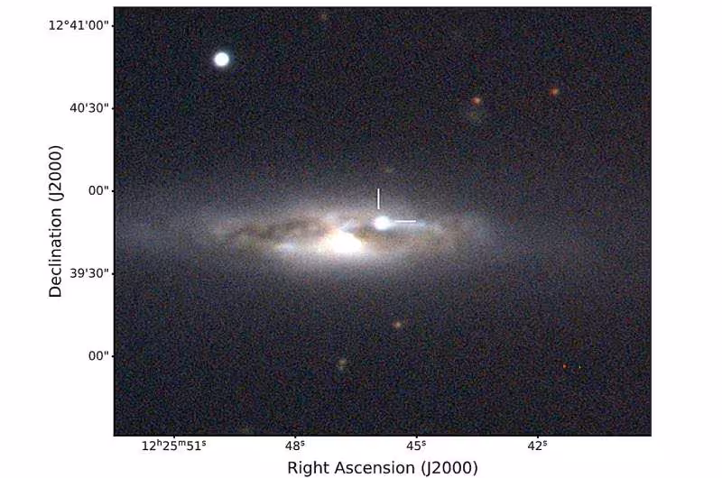 Color Composite (gri) Image Of Sn 2023fyq In Ngc 4388 From The Las Cumbres Observatory, Showing The Position Of The Supernova With White Markers.