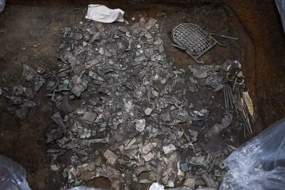 An Overhead View Of An Excavation Area At The Sanxingdui Site