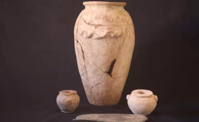Funerary Pottery Excavated From The Ancient Cemetery At Jabal Al Tayr.