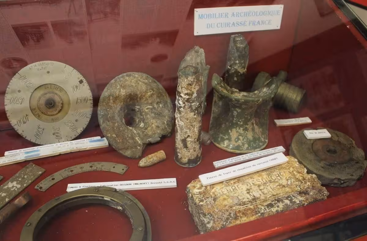 Artifacts Recovered From The Wreck Of The French Battleship France.