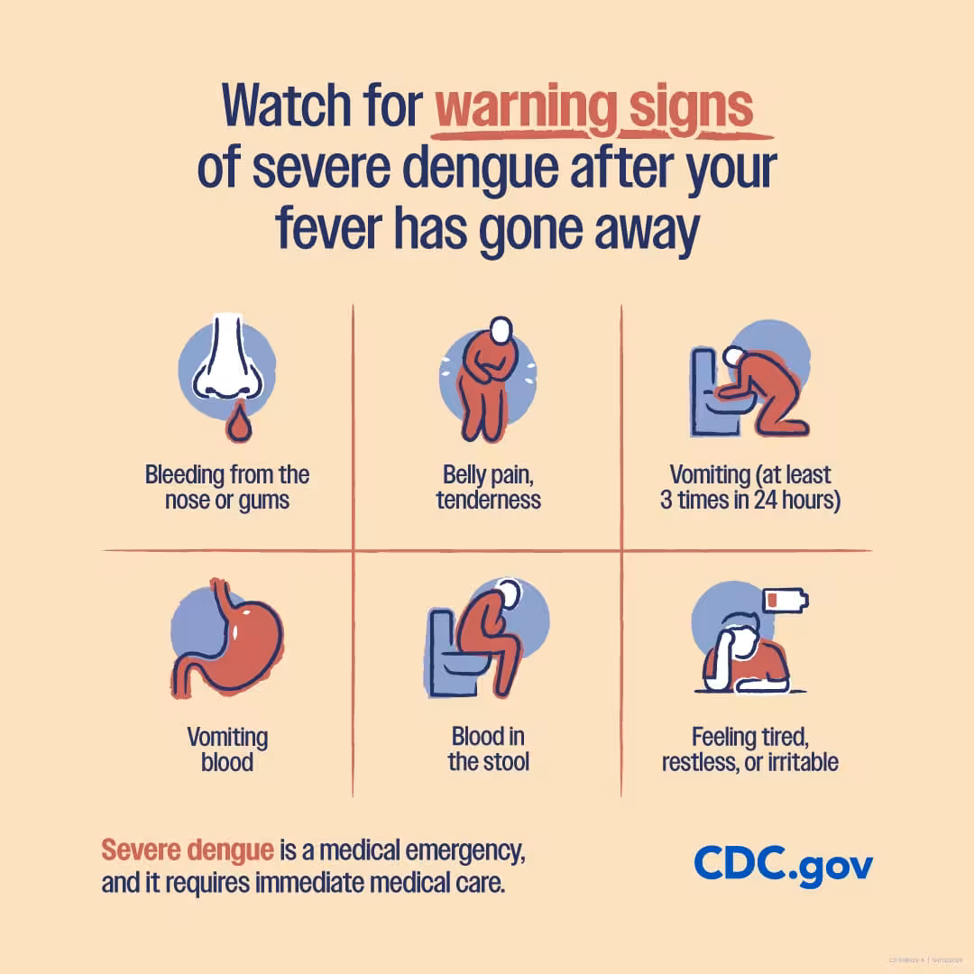 Warning Signs Of Severe Dengue Include Bleeding, Vomiting, And Belly Pain