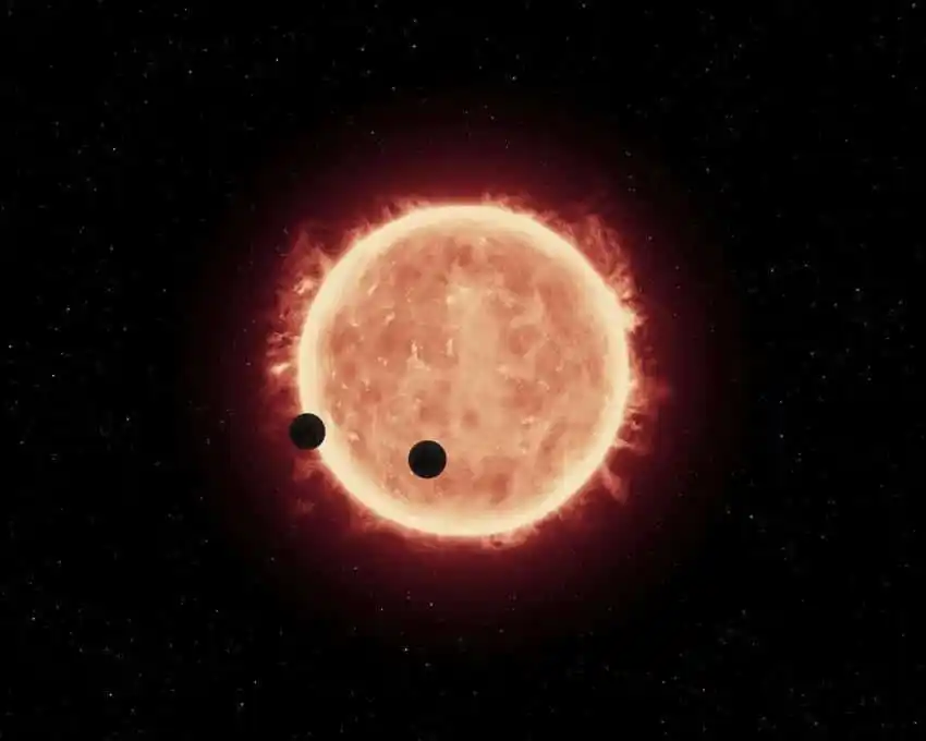 Artist’s View Of Two Earth Sized Planets Orbiting The Red Dwarf Trappist 1.