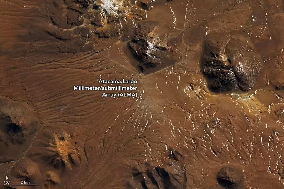 Nasa Satellite View Of The Alma Observatory In The Atacama Desert On August 6, 2026.