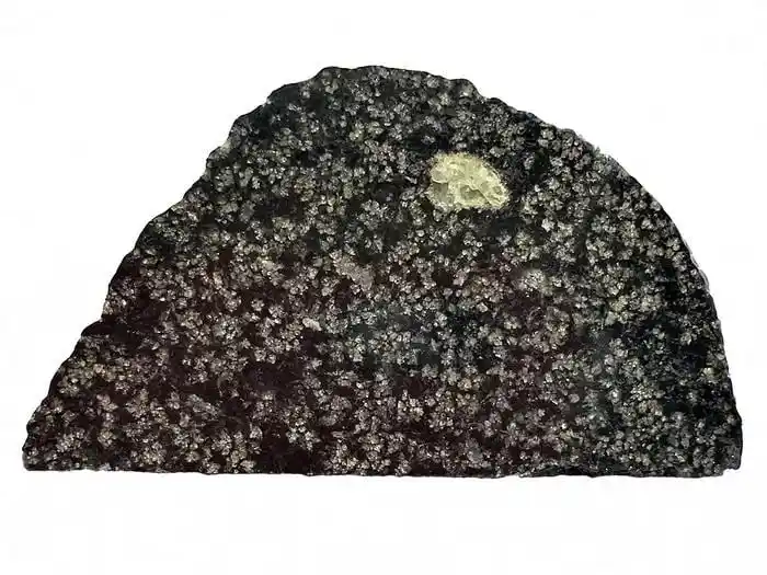 A Slice Of The Rare Angrite Meteorite Nwa 12774 Reveals Green Olivine Crystals, A Magnesium Rich Mineral.