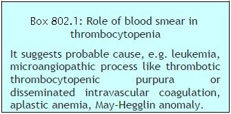 Box 802.1 Role of blood smear in thrombocytopenia