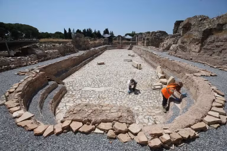 Researchers Uncover The Stone Lined Remains Of A Massive Roman Swimming Pool