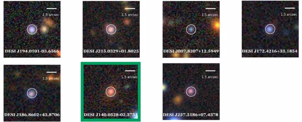 Legacy Survey Images Showcasing The Seven Potential Quasar Lenses Discovered In The Desi Data.