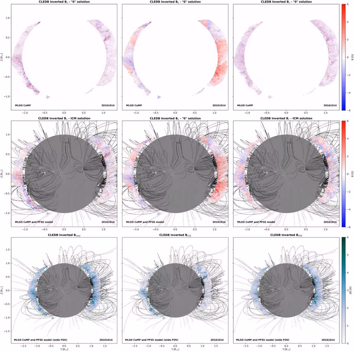Solar Magnetic Field Maps Reconstructed From Comp Observations On October 14, 2016.