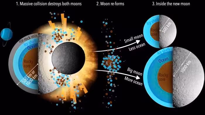 Diagram Illustrating How Moons Can Break Apart And Reassemble After An Impact.