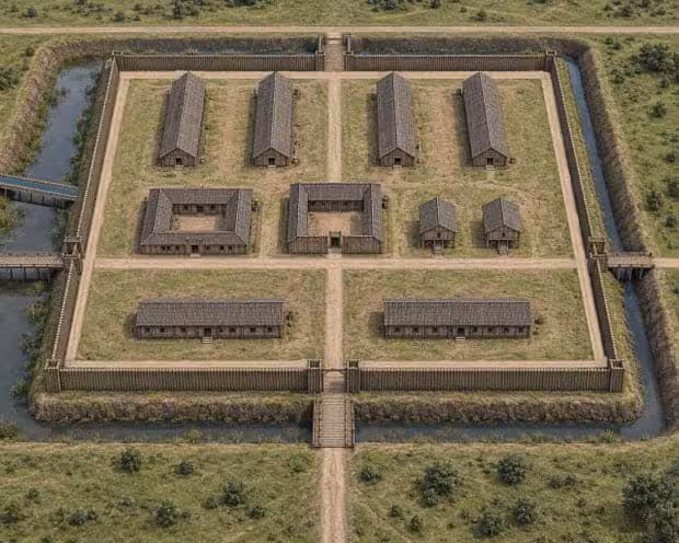 An Illustration Showing What The Roman Fort May Have Looked Like.