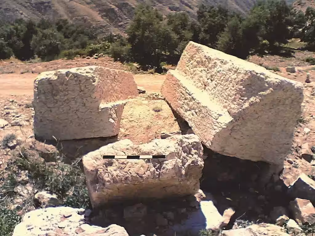 The Stone Blocks From The Main Entrance Of The Byzantine Church Discovered At The Tharais Site.