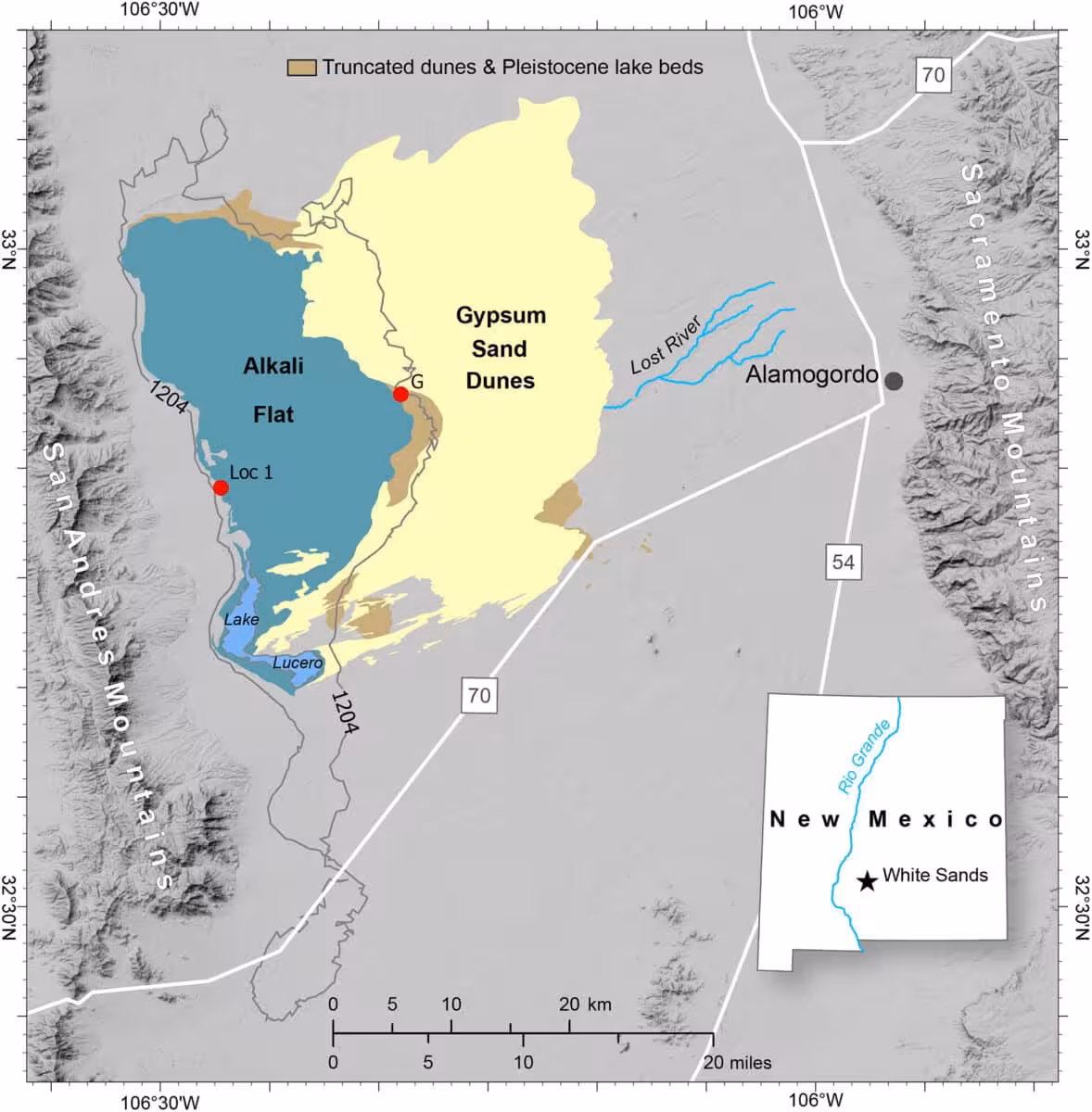 Map Of The White Sands Study Area In Southern New Mexico.