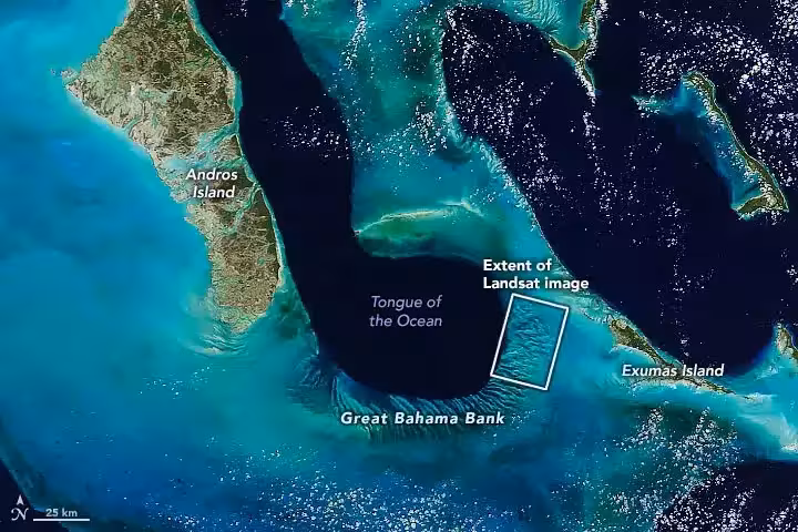 A Nasa Satellite View Of The Great Bahama Bank And The Iconic Landsat 7 Study Area