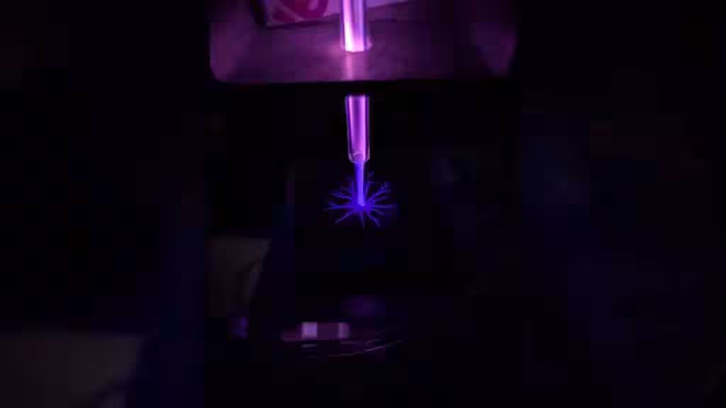 A Piece Of White Fabric Being Sanitized With Cold Plasma