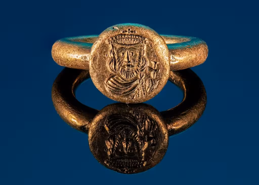 A Gold Signet Ring Bearing A Possible Image Of Byzantine Emperor Heraclius.