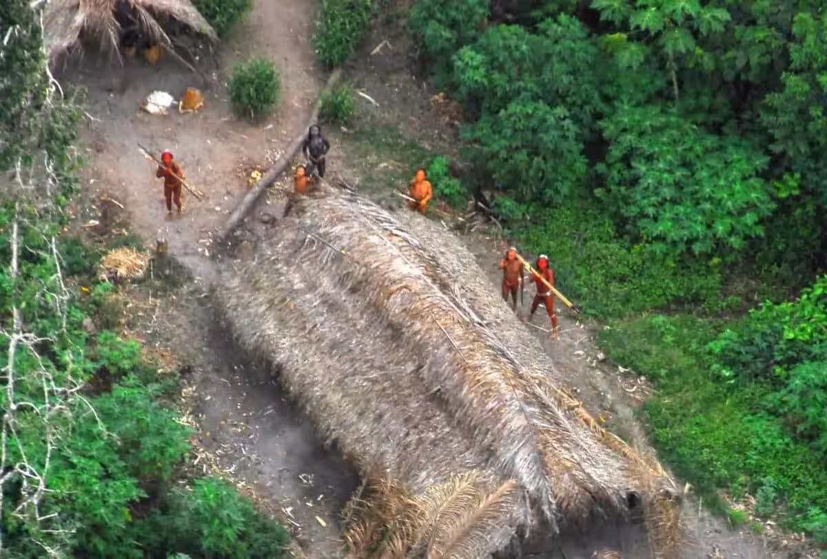 Uncontacted Indigenous People In Brazil Seen From The Air During A Brazilian Government Expedition, May 2008.