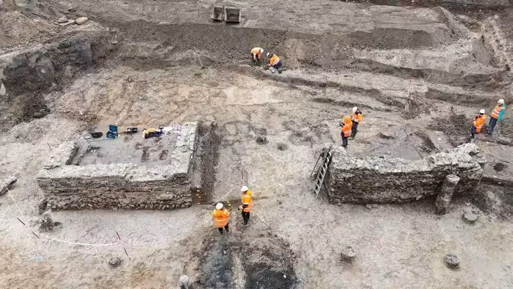 Excavation Work At The Roman Bathhouse Site.